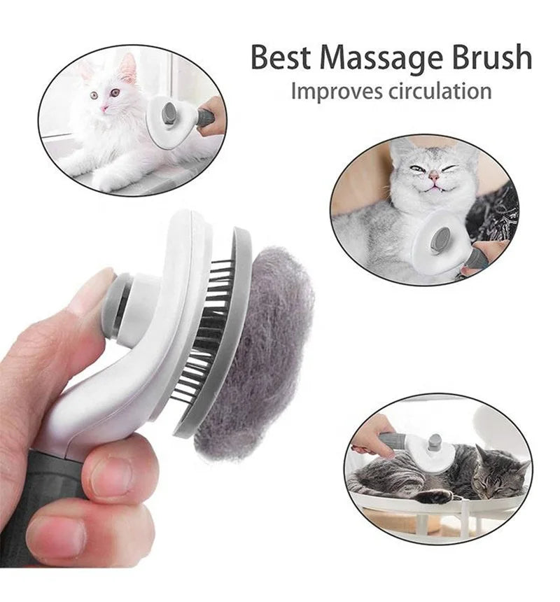 One-Click Pet Dog Hair Removal Brush